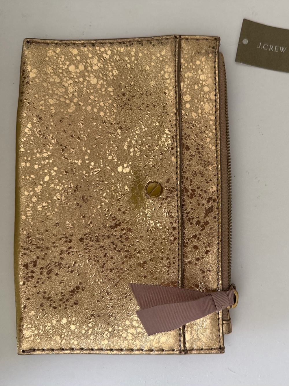 J. Crew Metallic Gold Speckled Zip Wallet